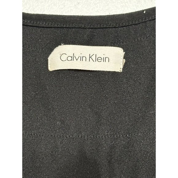 Calvin Klein Black Tiered‎ Sleeveless Knee Length Shift Dress Stretch Petite 10P - Picture 3 of 5
